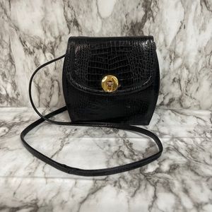 Vintage Frenchy of California Black Gold Clasp Patent Leather Snake Skin Purse